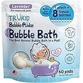 TruKid Bubble Podz Bubble Bath for Kids, Toddlers, & Babies, Tear Free Gentle & Refreshing Bath Bomb for Sensitive Skin with Natural Moisturizers, Non-Toxic, pH Balanced, Lavender Scent (60 Podz)