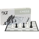 DGT Chess Box | Foldable Chess Set with Weighted Modern Staunton Pieces 70mm King, Portable Storage Box