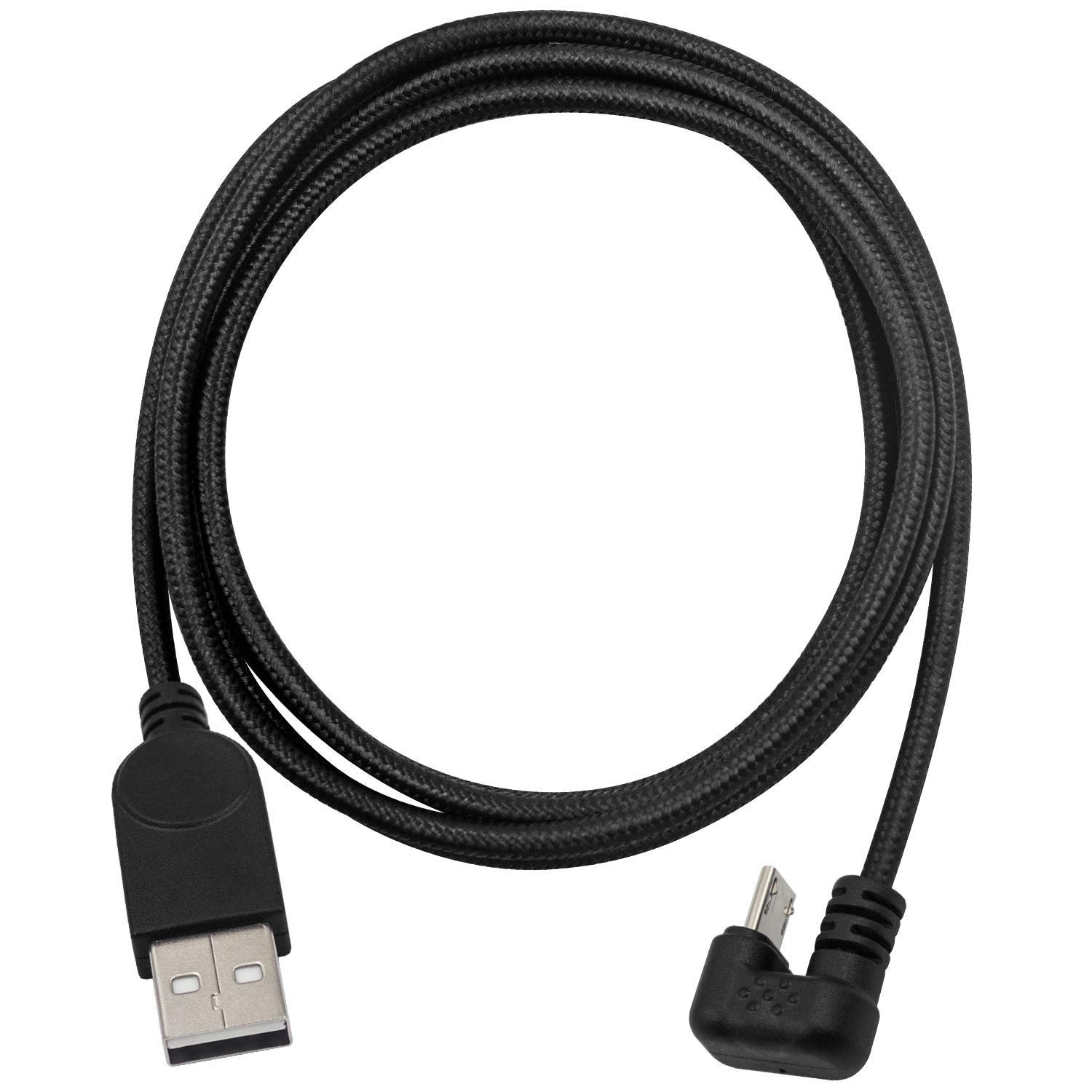 Maxhood USB to Micro USB Cable, 180 Degree U Shaped Braided Micro USB Charger Cable, 5-feet Nylon Braided 3A Fast Charging Cord for Galacy, Smartphones (Black)