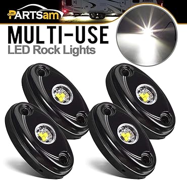 Amazon Com Partsam 4 Pods Led Rock Light Kits White Compatible