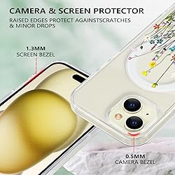 Tcaraersing for iPhone 15 Clear Flower Magnetic