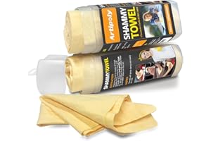 ARTIPOLY Premium Shammy Cloth for Car Drying 2pk (26”x17”)-Super Absorbent Chamois Towel for Car-Reusable Shammy Towel for Car, Bathroom,Pets, Dust Remove, No Spots/Streak/Scratch