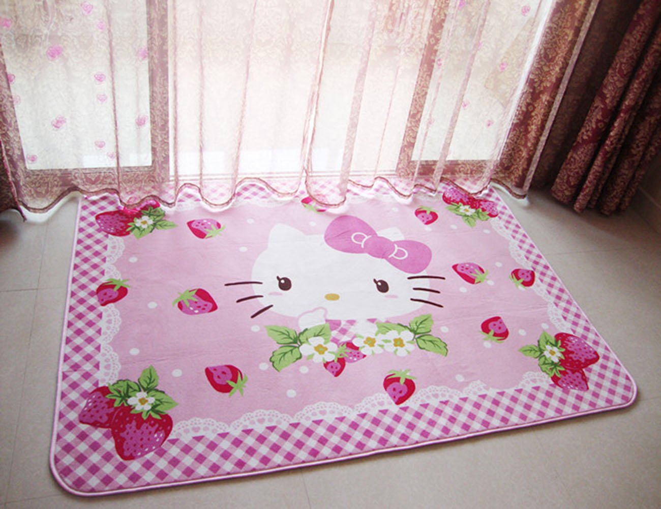 Kids Bedroom Playing/Crawling Mat,Hello Kitty Area Rug