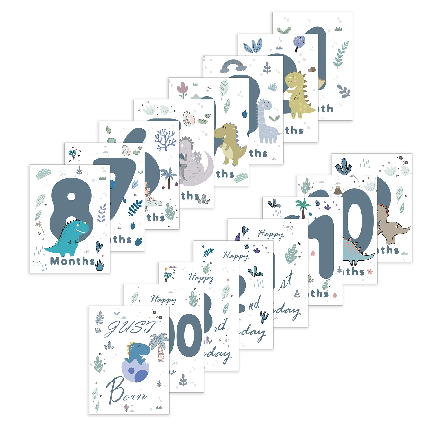 16-Piece Baby Milestone Cards Set – Unisex Monthly Photo Props for Newborn to 3 Years | Photo Keepsakes (689-B)