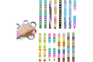 Silicone Adjustable Wristbands – 16‑Piece Multi‑Color Perforated Bands for DIY Charm Bracelets, Art & Party Gifts (Approx. 7 