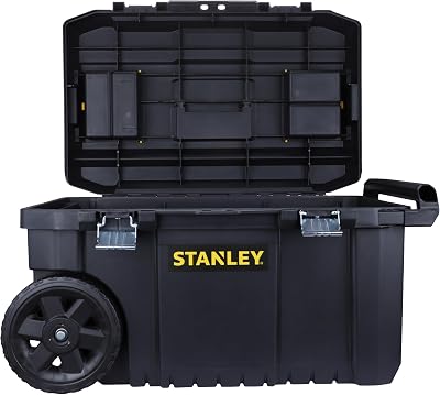 Stanley Rolling Toolbox Chest 50L Heavy Duty Latch 2 Lid Organisers STST1-80150
