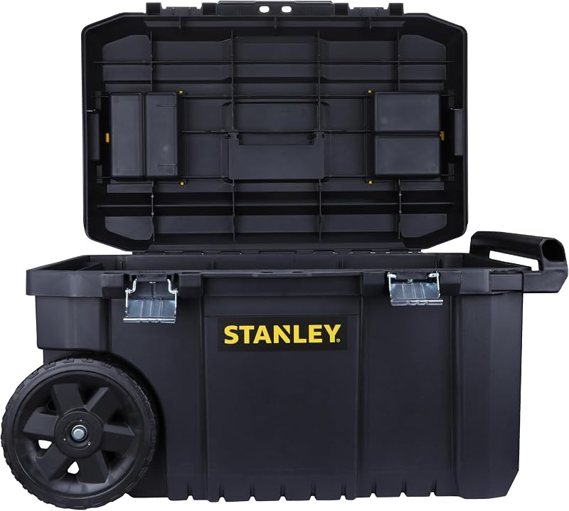 Stanley Rolling Toolbox Chest 50L Heavy Duty Latch 2 Lid Organisers STST1-80150