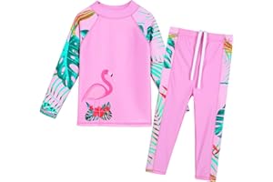 BAOHULU Girls Two Piece Swimsuit Long Sleeve Floral Bathing Suit UPF 50+ Summer Beach Swimwear