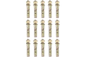 DTGN 1/4" x 2" Hex Nut Sleeve Anchors - 30Pack - Good for Concrete Dry Brick Block Walls - Carbon Steel - Gold