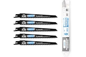 MUOZLOP 6 inch 5 Pack Reciprocating Saw Blades Set，6TPI High Carbon Saw Blades，Woodcutting Saw Blades (5, 6TPI 150mm)