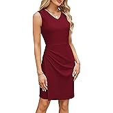 GRACE KARIN Women Wear to Work Sleeveless V-Neck Ruched Bodycon Wrap Office Party Cocktail Pencil Dresses