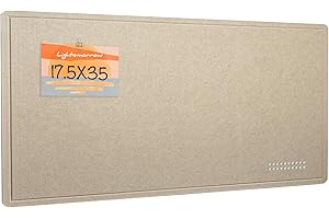 LIGHTOMORROW Bulletin Board, 35 x 17 1/2 inches Felt Board - Decorative Pin Board, Cork Board Alternative for Wall, Foldable Picture Board Self-Adhesive Vision Board Prayer Board with 20 Pushpins Beige Brown