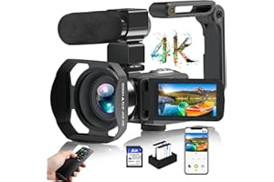 VETEK Video Camera 4k Camcorder 56MP UHD WiFi Vlogging Camera for YouTube, 18X Digital Zoom 3.0“ LCD Screen Digital Camera with Microphone, Stabilizer, 32G SD Card, Remote Control and 2 Batteries