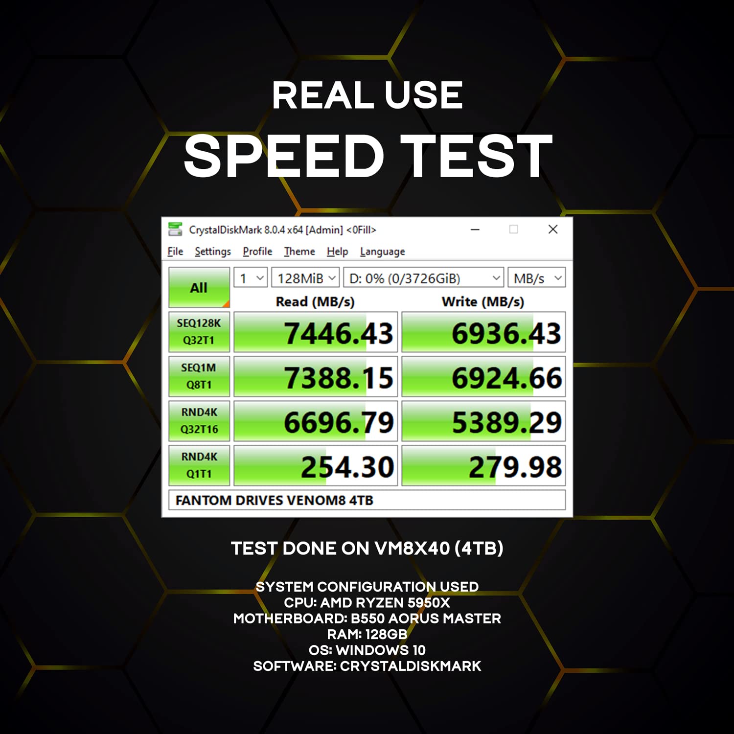 Fantom Drives VENOM8 4TB M.2 SSD - Up to 7400MB/s - NVMe Gen 4 M.2 SSD PS5, Gaming SSD for PC, Laptop, Video Editing - 3D NAND TLC - DDR4 DRAM Cache - Internal NVMe SSD (VM8X40)