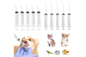 DFYOUHOME 10pcs Plastic Pet Feeding Syringe with Silicone Curved Tip, 12ml Capacity, 4.7inch/12cm Soft Feeding Tubes, Non-Ste
