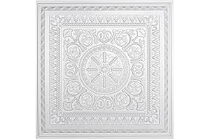 Art3d Drop Ceiling Tiles, Glue up Ceiling Tiles, 2'x2' Plastic Sheet in White (12-Pack, 48 Sq.ft)