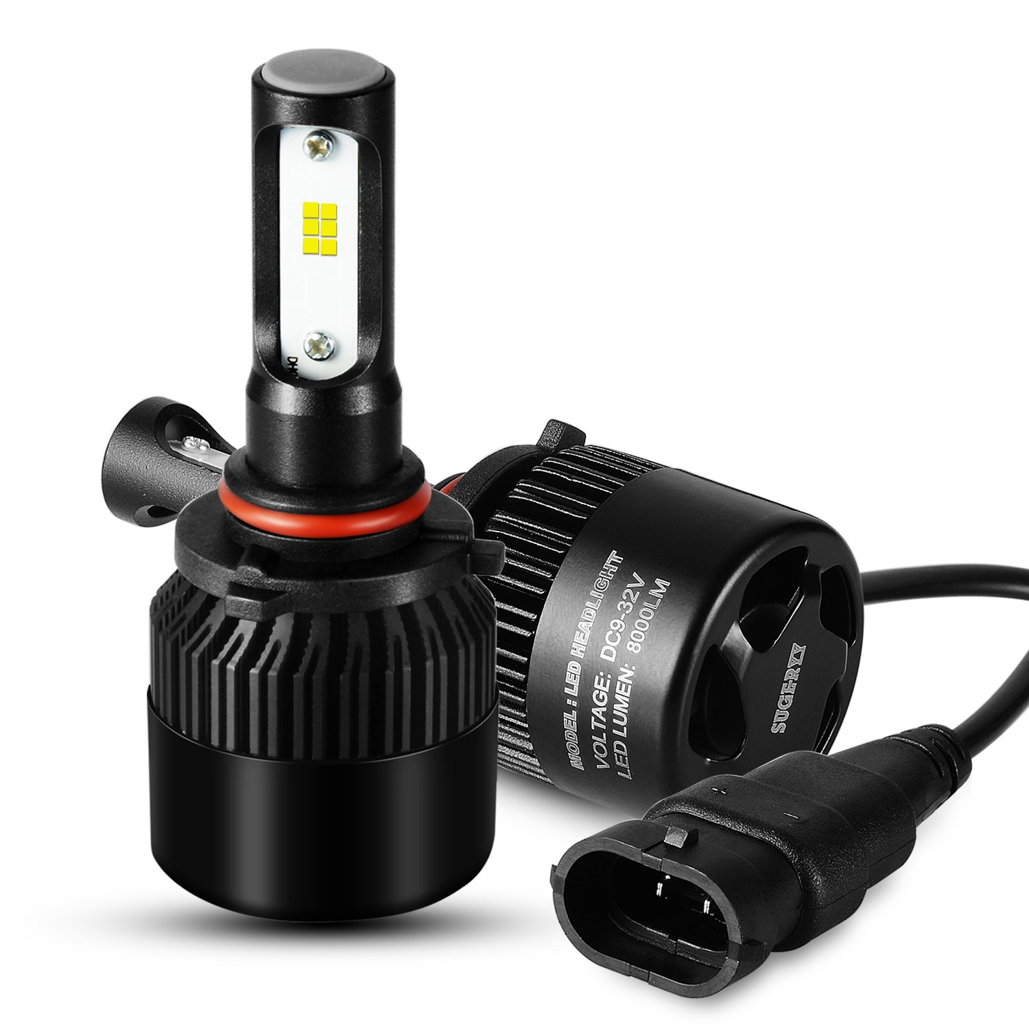 SUGERYY Bright 72W 8000 Lumens 6000K CSP Chips 9005 LED front Headlight Bulbs, Xenon White