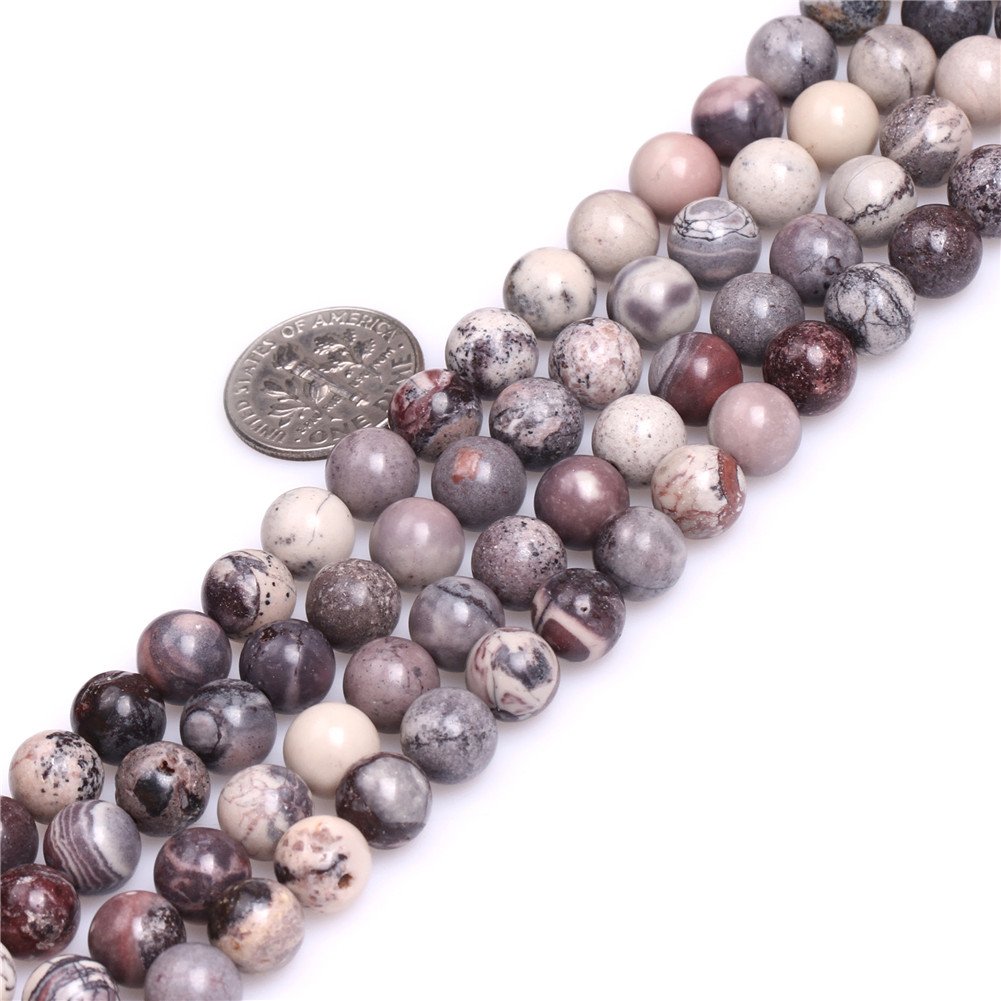 GEM-Inside Natural 8mm Brown Porcelain Jasper Round Gemstone Semi Precious Loose Beads for Jewellery Making 15''