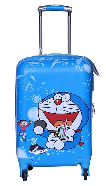 Tramp & Badger Polycarbonate Doremon Printed Non-Breakable Trolley Bag with 360 Degree Rotating Wheels (Multicolour, 17-inch)