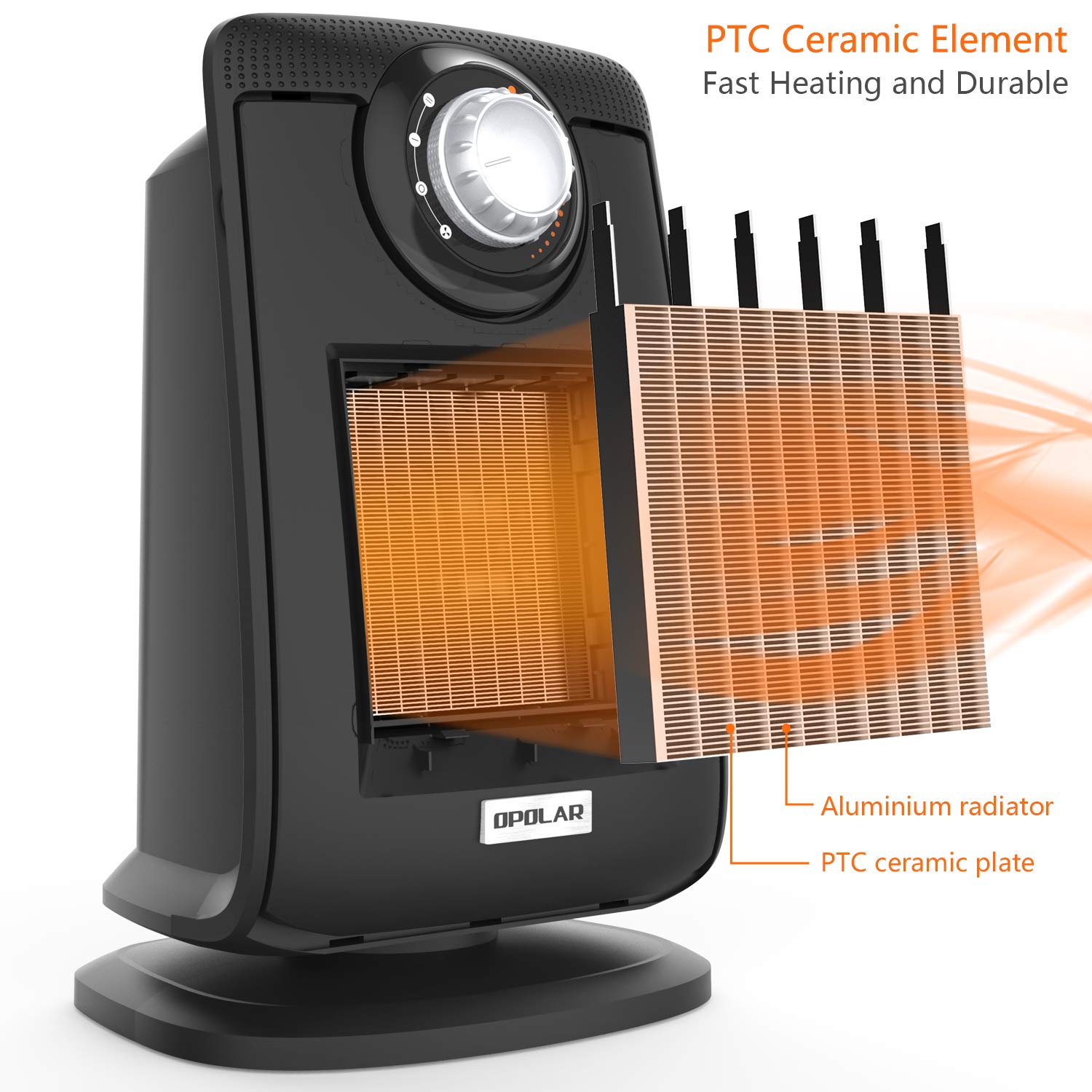 New OPOLAR 1500W Bathroom Space Home Heater with IP21 Waterproof, Fast