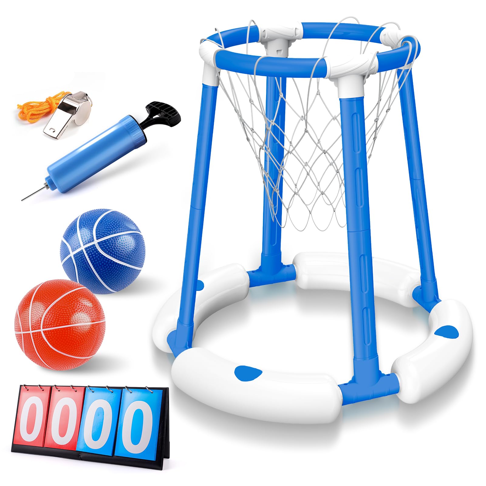 Photo 1 of OWNONE 1 Pool Basketball Hoop Set, Floating Pool Basketball Game with Scoreboard & Whistle, Swimming Pool Toy Basket Ball Goal Poolside, Summer Indoor Outdoor Water Play Toy for Kids & Adults
