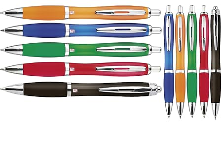 Kugelschreiber 10er Set Sparset In Blau Grün Rot Orange Gelb Schwarz Blaue Mine Ergonomischer Dicker Griff Neu Neutral Kulli 