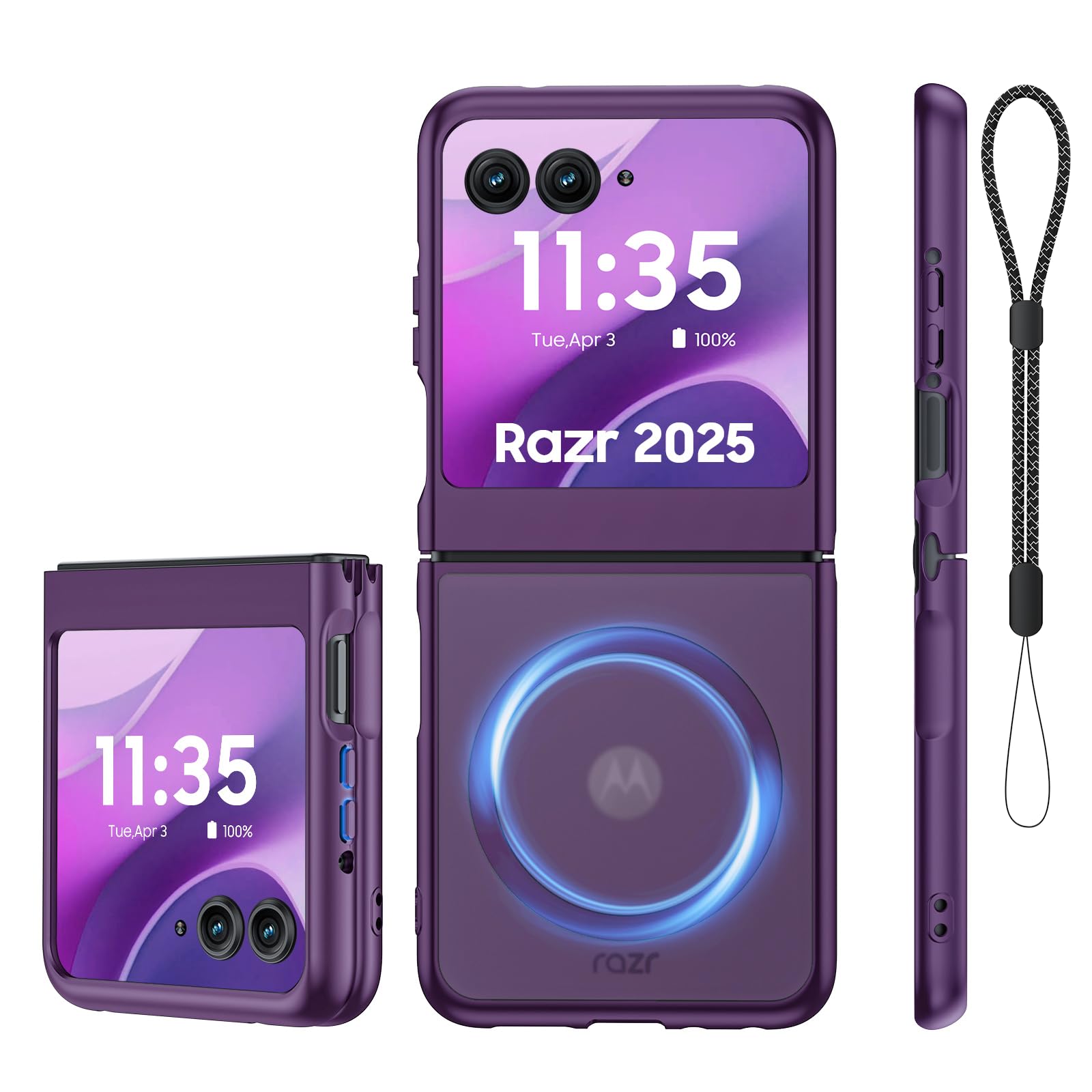 Spugan for Motorola Razr 2025 Case/Razr 2024 Case with Magsafe, [No Front Screen Protection] Ultra-Thin Matte PC Translucent Shockproof Phone Case for Moto Razr 2025/2024 (Purple)