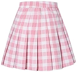 SANGTREE Pink White Plaid Pleated Skirt, Girls 2