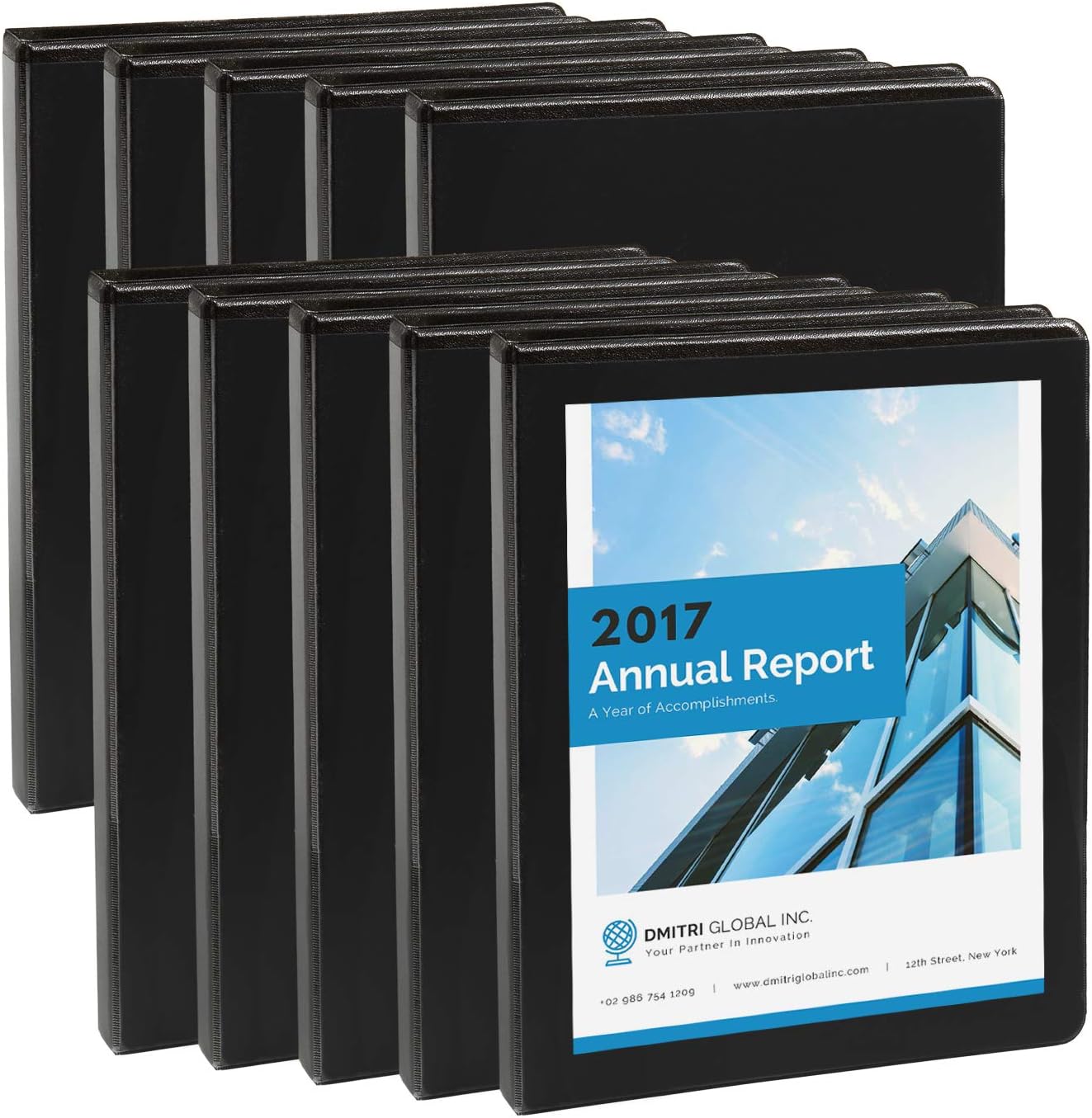 Blue Summit Supplies 10 Pack of 1/2 Inch 3 Ring Economy Binders, Black, Bulk Clear Cover Binders for Home, Office, and School, 8 1/2 Inch x 11 Inch Paper, Value Pack