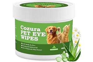 Cozura Pet Eye Wipes for Dogs & Cats – 100 Count | Gently Removes Tear Stains, Eye Discharge, Crust, Dirt & Odor | Soft Hypoallergenic Pads for Eyes, Wrinkles & Facial Folds