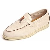 XOBZJH Women's Leather Suede Loafers Flats – Slip-On Penny Loafers with Soft, Comfortable Driving & Dress Shoes for Casual Office Work All Day