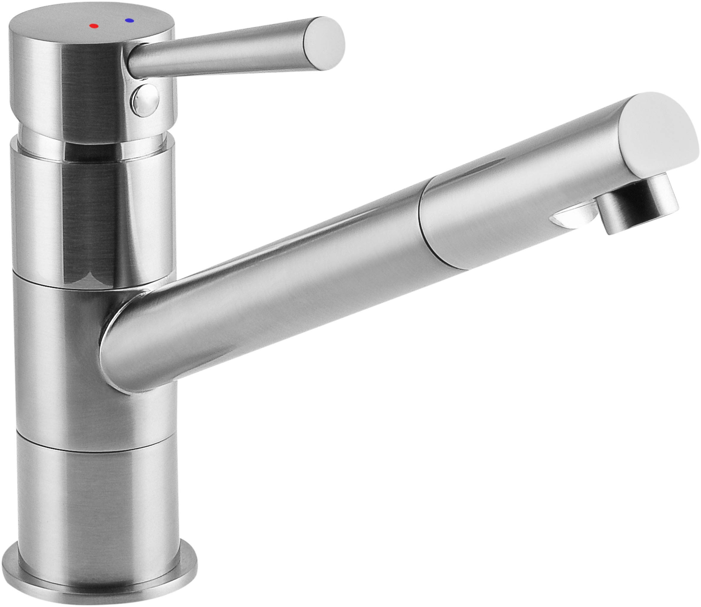 Cornat Fuere FUEEN5 Single-Lever Sink Mixer Tap - High-Quality Brass Body - Stainless Steel Look - 360° Swivel Spout/High Pressure Tap/Kitchen Tap