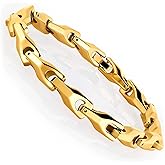 Urban Jewelry Men’s Wheat Link Bracelet Collection – Tungsten Carbide Base, 3-Sided Links, 8.3 Inch, Black, Silver & 24K Gold Plated Variations, Scratch-Resistant, Gift Box