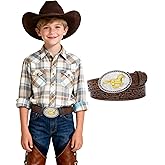AWAYTR Kids Western Belt for Boys Girls - PU Leather Cowboy Belt Adjustable Toddler to Big Kid Sizes for Jeans