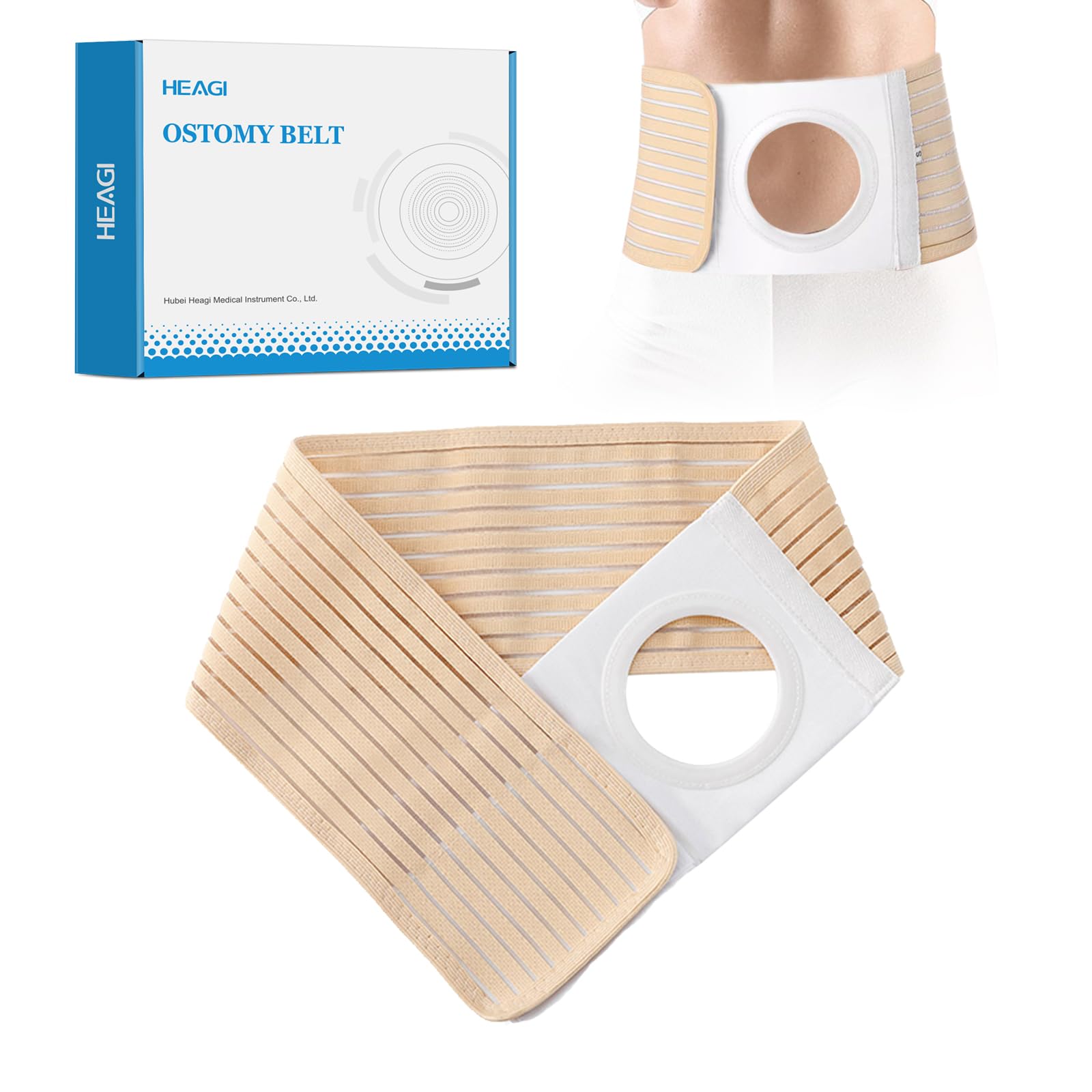 Heagimed Ostomy Hernia Belt, Adjustable Stoma Hernia Belt with Stoma Opening for Colostomy Bags to Prevent Parastomal Hernia, Size L