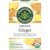 Traditional Medicinals Organic Ginger Herbal Tea, Promotes Healthy Digestion, (Pack of 2) - 32 Tea Bags Total