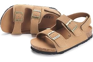ZUSERIS Kids Toddler Sandals Boys Girls Cork Footbed Sandal Comfort Double Buckle Slip On Slippers with Adjustable Back Strap