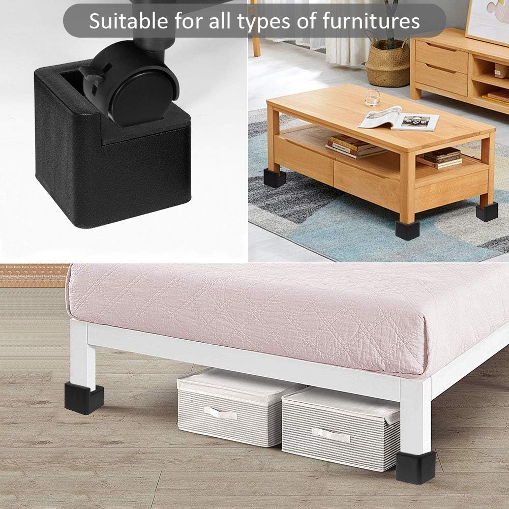Uping Bed Riser Heavy Duty Black Square Anti Slip to Castor WheelsBed
