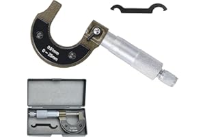 Stainless Steel Outside Micrometer, 0.01mm Accuracy Thickness Measuring Tool with Wrench for Machinery Factories and Workshop
