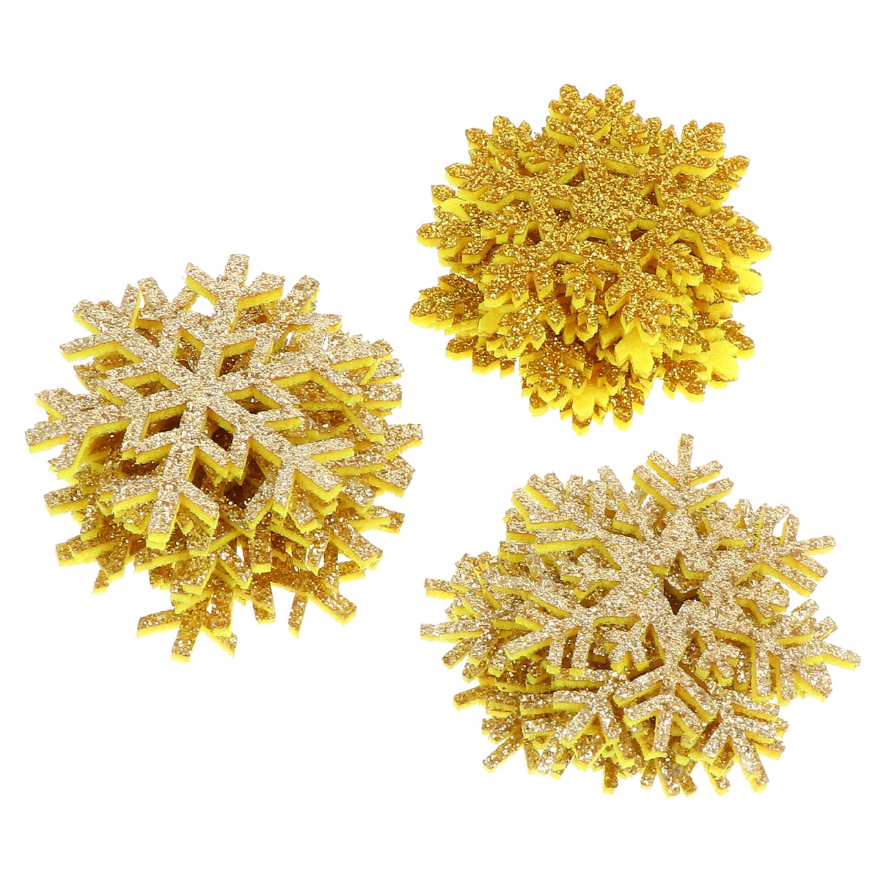 Ciieeo 30pcs Colorful Snowflake Fabric Patch Christmas Snowflake Sewing Patches Non-Stick Appliques for DIY Sewing Craft Project Christmas Decor (Golden)