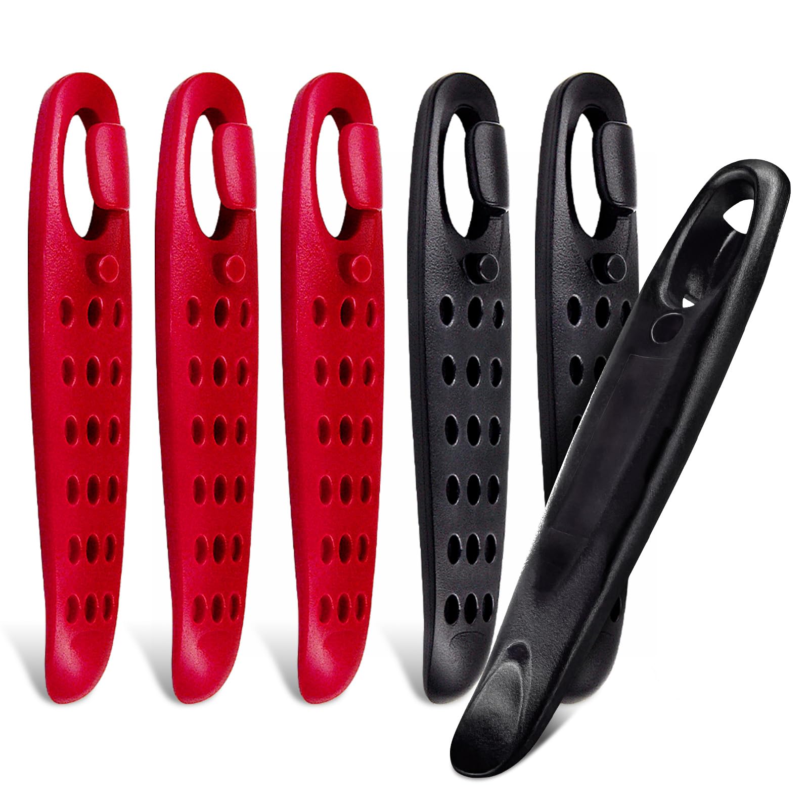 Photo 1 of Prutomr Ultra Strong Bicycle Tyre Levers, 2 Sets Compact Bike Tire Repair Kit, Sturdy Plastic Bike Tire Spoons Set, Reliable Cycling Changing Tools, Quick Repair Pry Bar Lever Kits, Red, Black