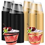 Gejoy 9 oz Rimmed Swirl Plastic Cups Disposable