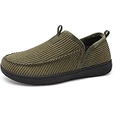 LeIsfIt Men's Slippers Wide Memory Foam House Shoes Moccasin Slip-On Cozy Loafer Slippers for Indoor & Outdoor