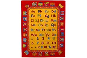 Mybecca Kids Children Educational ABC Fun Alphabet Train Area Rug 5' x 7' Children Area Rug for Playroom & Nursery - Non Skid Gel Backing (59" x 82")