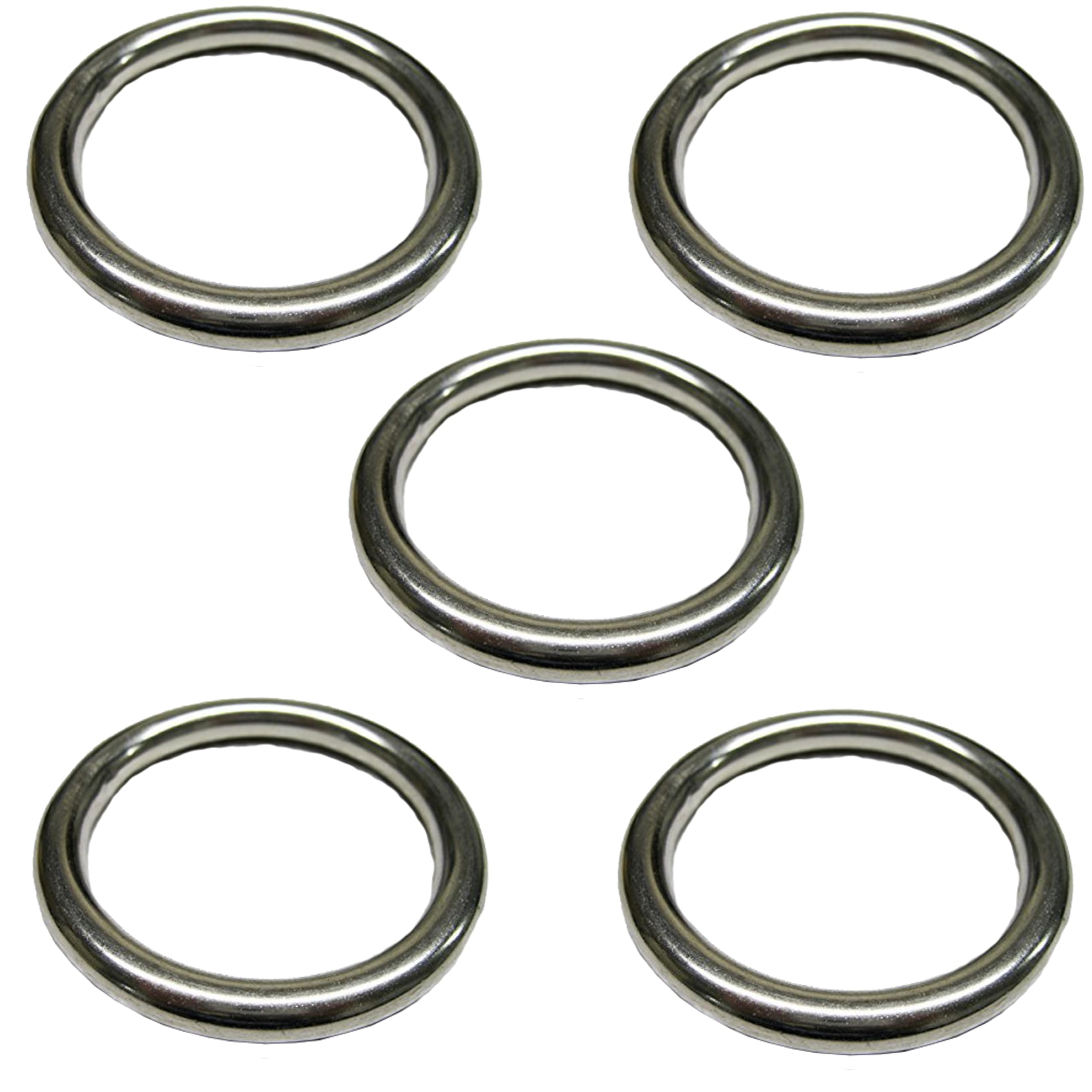 O Ring Stainless Steel Welded Marine Grade Polished Finish 5mm x 40mm - (pack of 5)