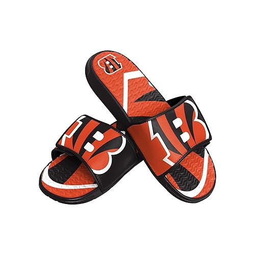 FOCO Cincinnati Bengals NFL Mens Colorblock Big Logo Gel Slide - S