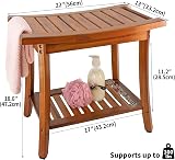 Utoplike Teak Shower Bench with Handles, 2-Tier Waterproof Stool view 4