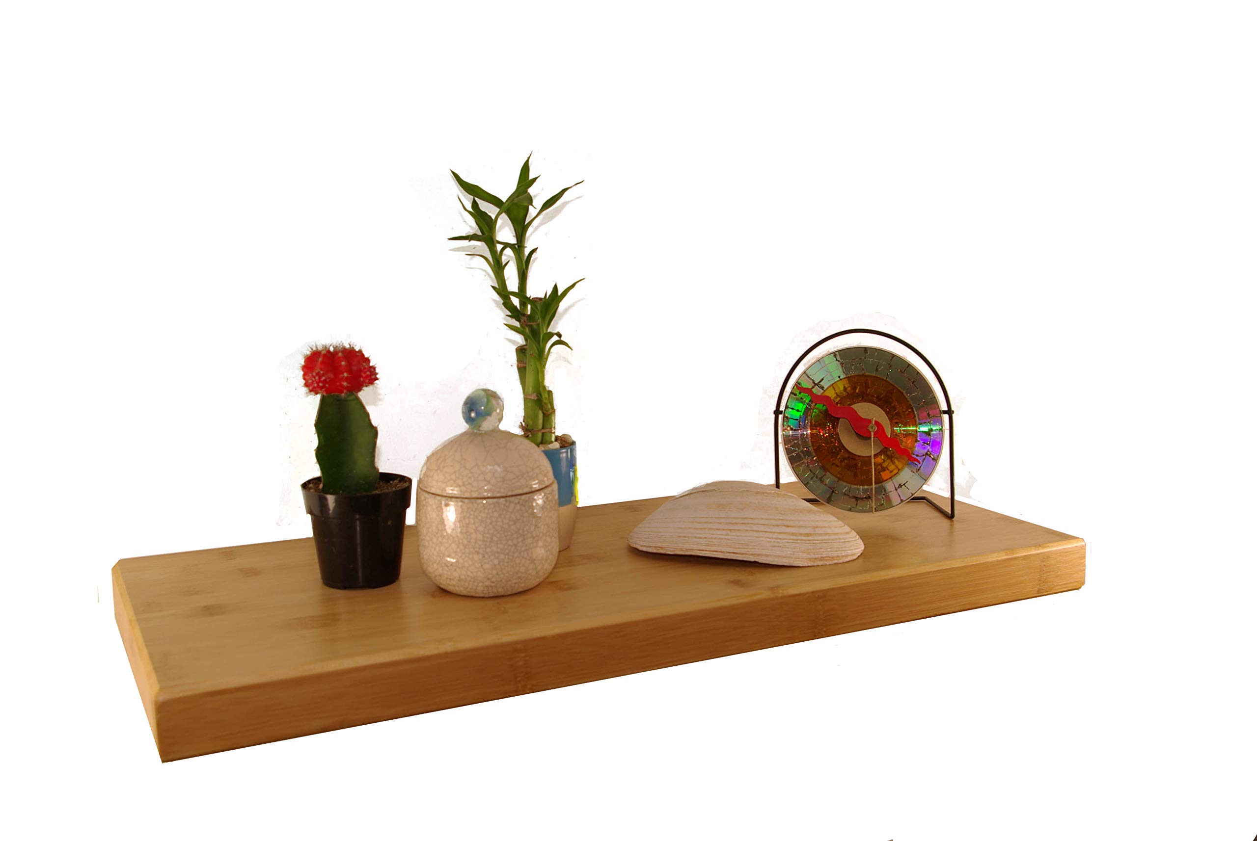 Pyllo Bamboo Floating ShelfWall Shelves with Hidden Wall Mounted Shelf