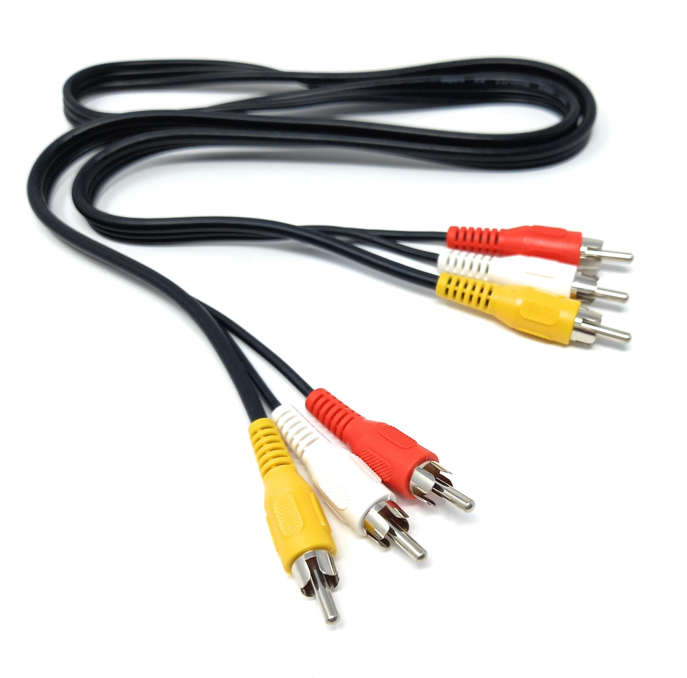 DRUT 1m Triple 3 x RCA to RCA Phono Plugs to Plugs Composite, Audio Video Male to Male Cable Lead Nickel Contacts (3.3ft)