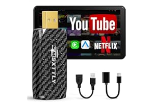 MSXTTLY 3in1 Wireless CarPlay Android Auto Adapter, for Streaming Netflix, YouTube, TikTok, Prime Video Dongle Video Box, with Android & iPhone iOS 11+, Only for Cars with Wired CarPlay, Vstream Black